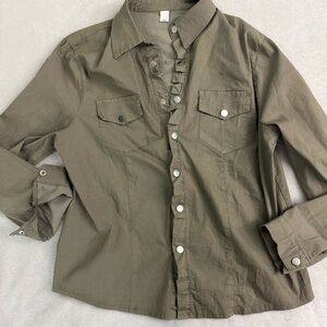 Women’s Olive Green Button-Up Shirt